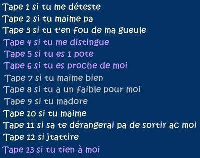 alors tu tape koi?